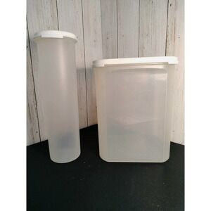 Tupperware Modular Mates canister & spagetti keeper both w/ white seals  (D2)